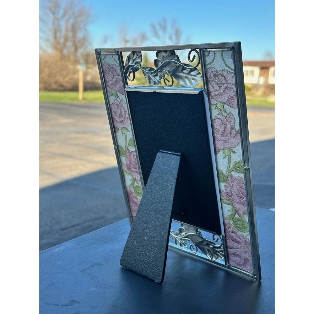 Vintage Metal Photo Frame Roses‎ Floral 4x6 N.C. Cameron Decorative Tabletop